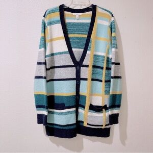 1901 Abstract Pattern Cardigan 🔲🤍🌾